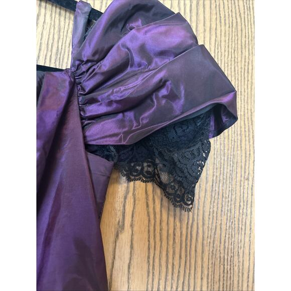 90s Goth Prairie Prom Dress Sz 10 Alfred Angelo Metallic Party Purple Vampire - Picture 4 of 12